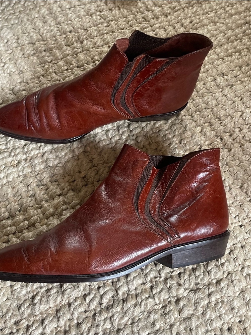 Women's Brown Leather Ankle Booties — Classic Slip-On Style